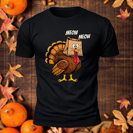 I'm A Cat Not Turkey Printed Short Sleeve T-Shirt