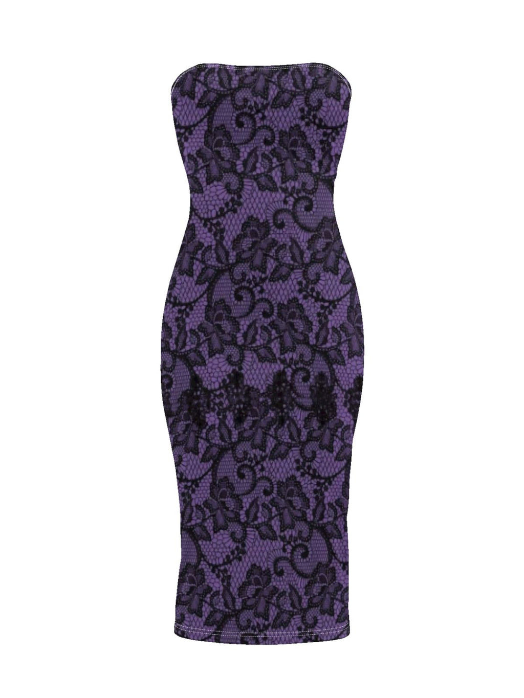 Dark Gothic-Print Purple Bodycon Skirt