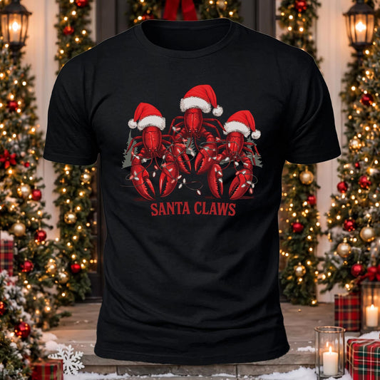 Santa Claws Printed Short Sleeve T-Shirt