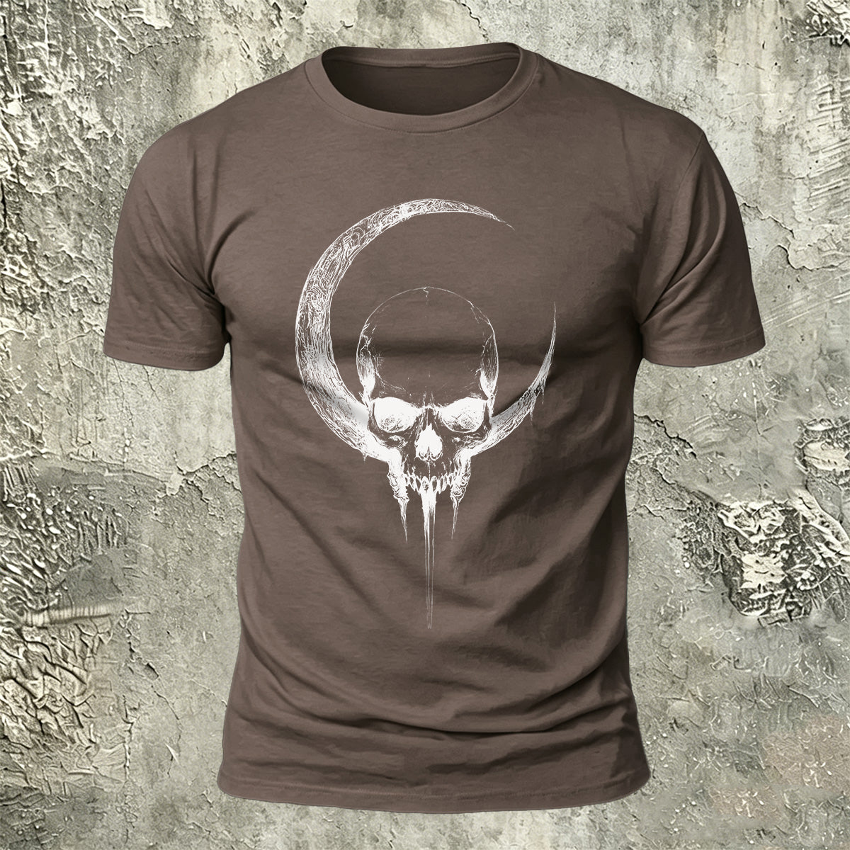 Moon Skull Print Casual 100% Cotton T-Shirt