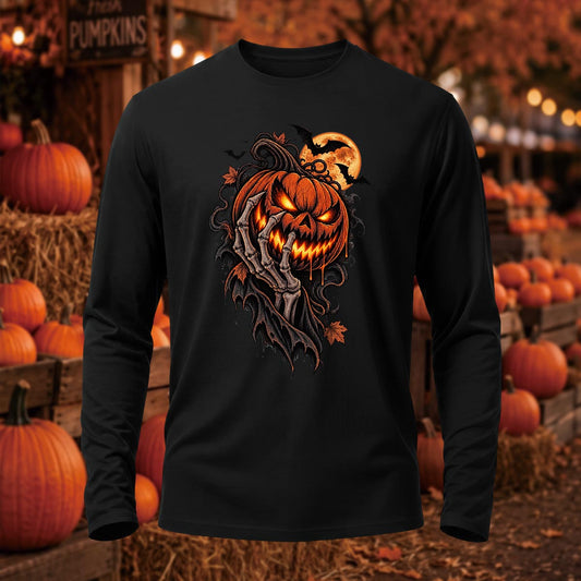 Halloween Pumpkin Head Printed Long Sleeve T-Shirt