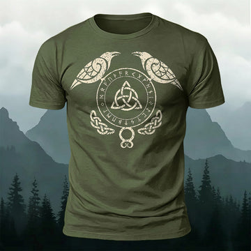 Premium Cotton Viking Crow Totem Printed T-Shirt