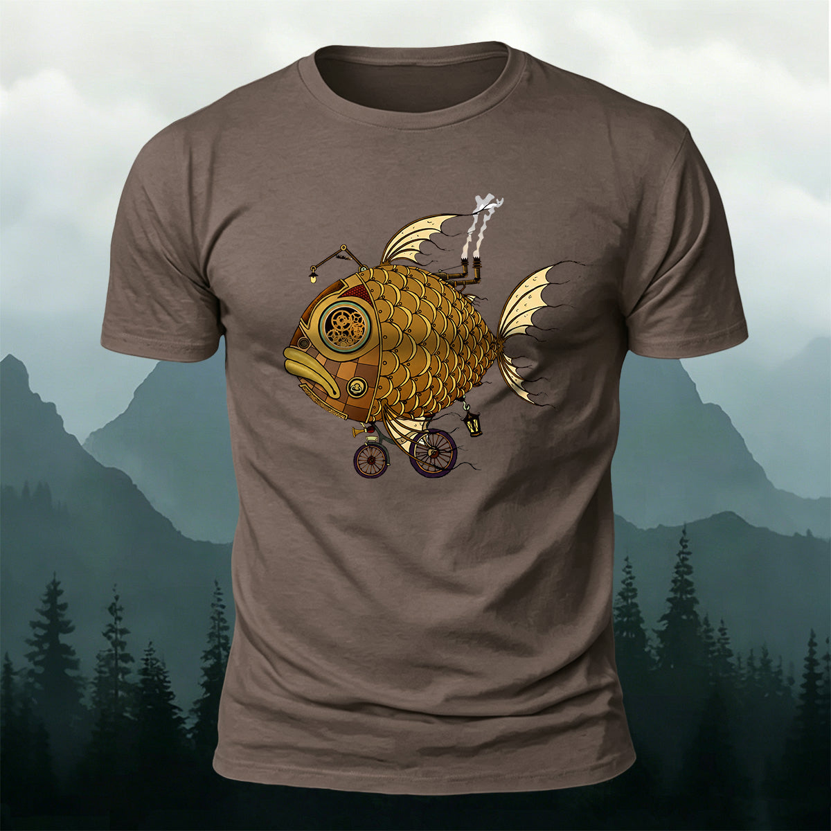 Clownfish Submarine Print Casual Cotton T-Shirt