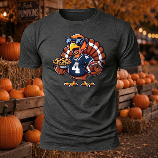 Pie Football Turkey Printed Short Sleeve T-Shirt