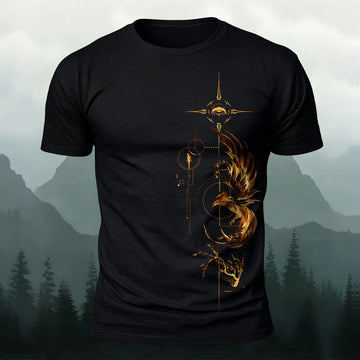 DTG Golden Phoenix Printed Short Sleeve T-Shirt