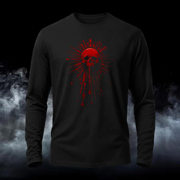 DTG Bloody Skull Printed Long Sleeve T-Shirt