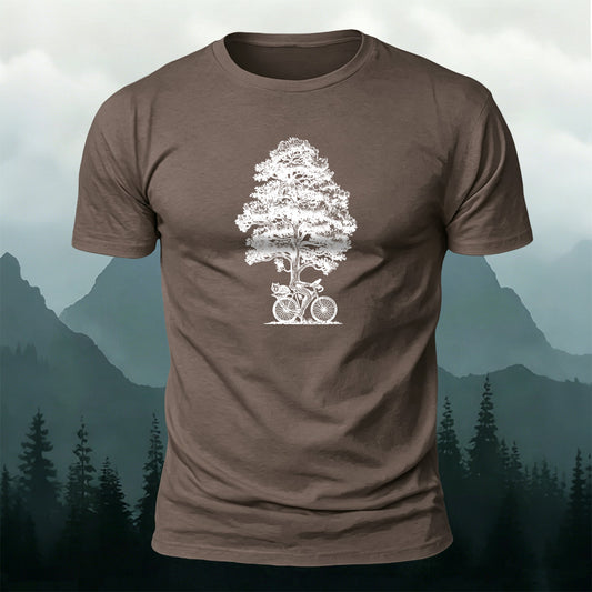 Cotton Artistic Cycling Tree Outdoor Leisure T-Shirt