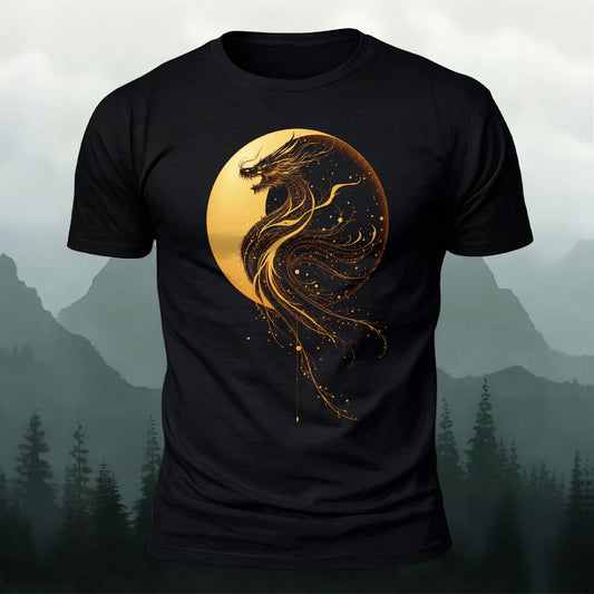 DTG Dragon With The Moon Printed Short Sleeve T-Shirt
