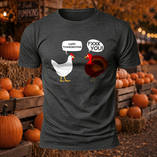 Fxxk You Thanksgiving Printed Short Sleeve T-Shirt