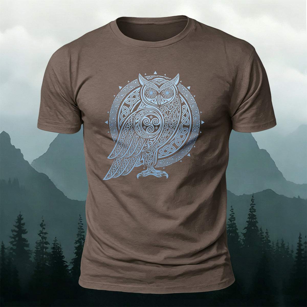 Owl Silhouette Mythical Print Casual Cotton T-Shirt