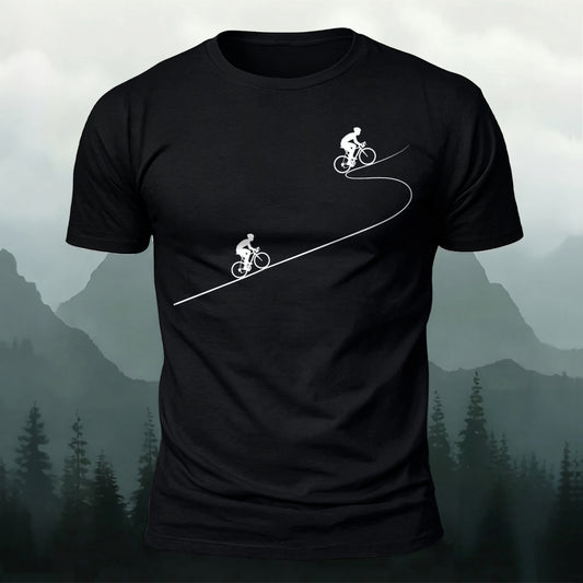 Bicycle Chasing Printed Short Sleeve T-Shirt
