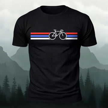 Bicycle With Colorblock Printed Short Sleeve T-Shirt