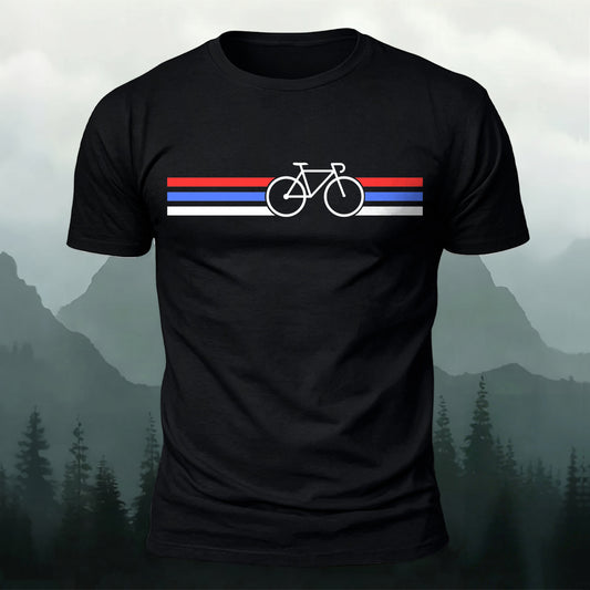 Bicycle With Colorblock Printed Short Sleeve T-Shirt