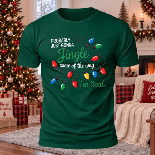 Jingle Some Of The Way Printed Casual Short Sleeve T-Shirt
