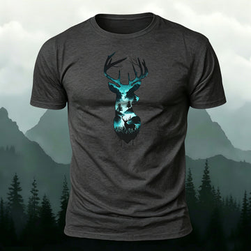 Premium Cotton Reindeer Forest Printed T-Shirt