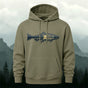 Cotton-Blend Wilderness Landscape Fish Silhouette Print Versatile Hoodie