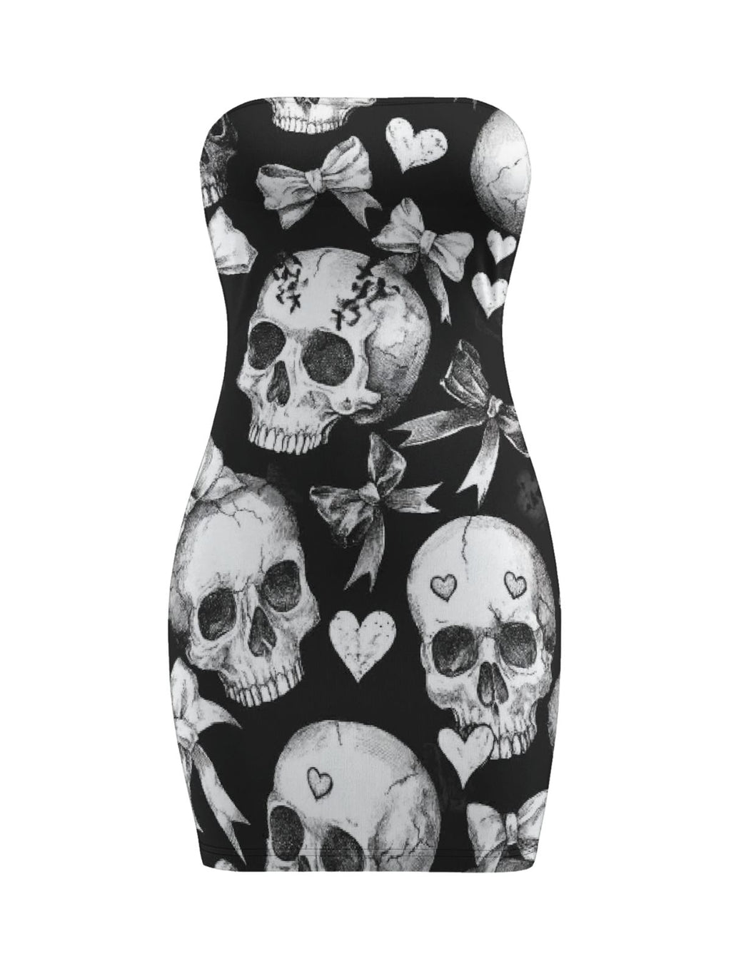 Fashionable Gothic Skeleton-Print Bodycon Dress