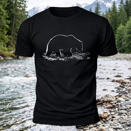 DTG Bear Silhouette Printed Short Sleeve T-Shirt