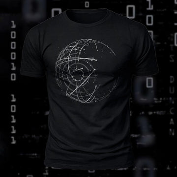 DTG Abstract Geometric Line Sphere Printed Short Sleeve T-Shirt