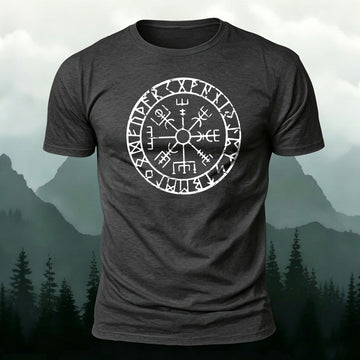 Premium Cotton Viking Totem Circle Printed T-Shirt