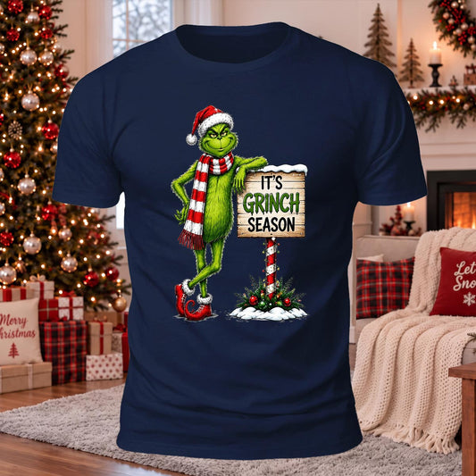 It's Grinch Season Printed Casual Short Sleeve T-Shirt