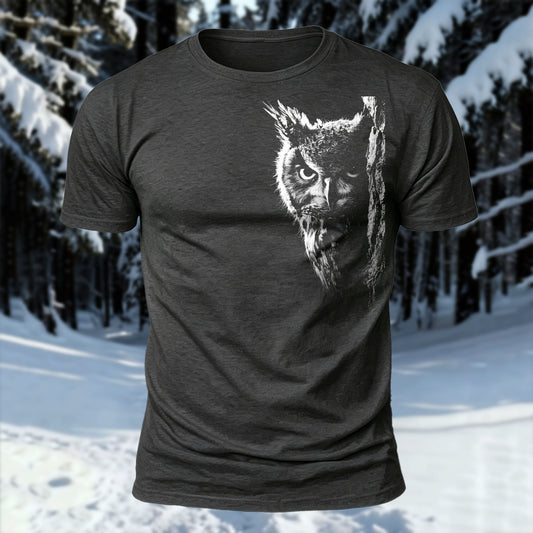 DTG Take A Peek Owl Printed Short Sleeve T-Shirt