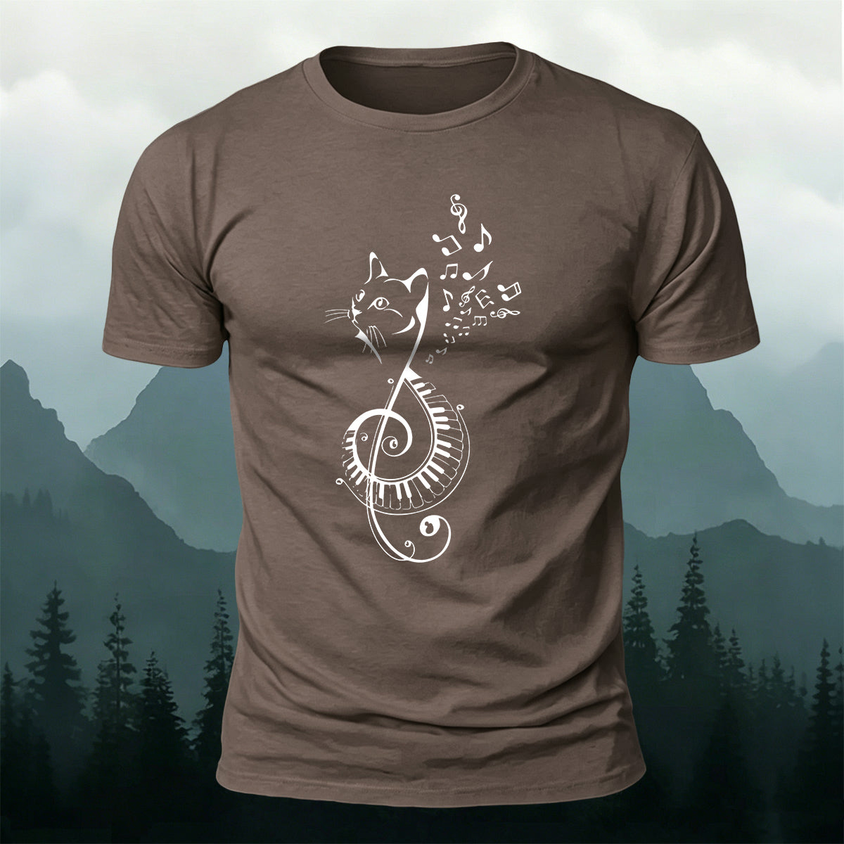 Cotton Cute Cat Music Note Versatile T-Shirt
