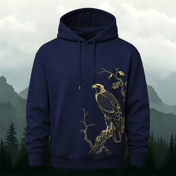 Bird-on-a-Branch Print Casual Hoodie