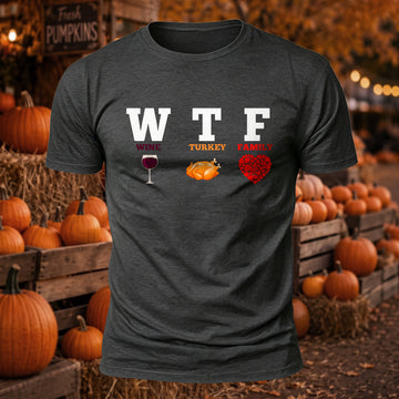 Wine Turkey Family Printed Short Sleeve T-Shirt