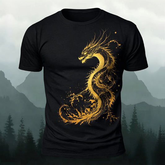 DTG Golden Dragon Printed Short Sleeve T-Shirt