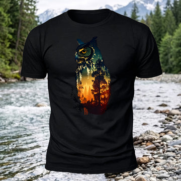 Owl Forest Printed Short Sleeve T-Shirt