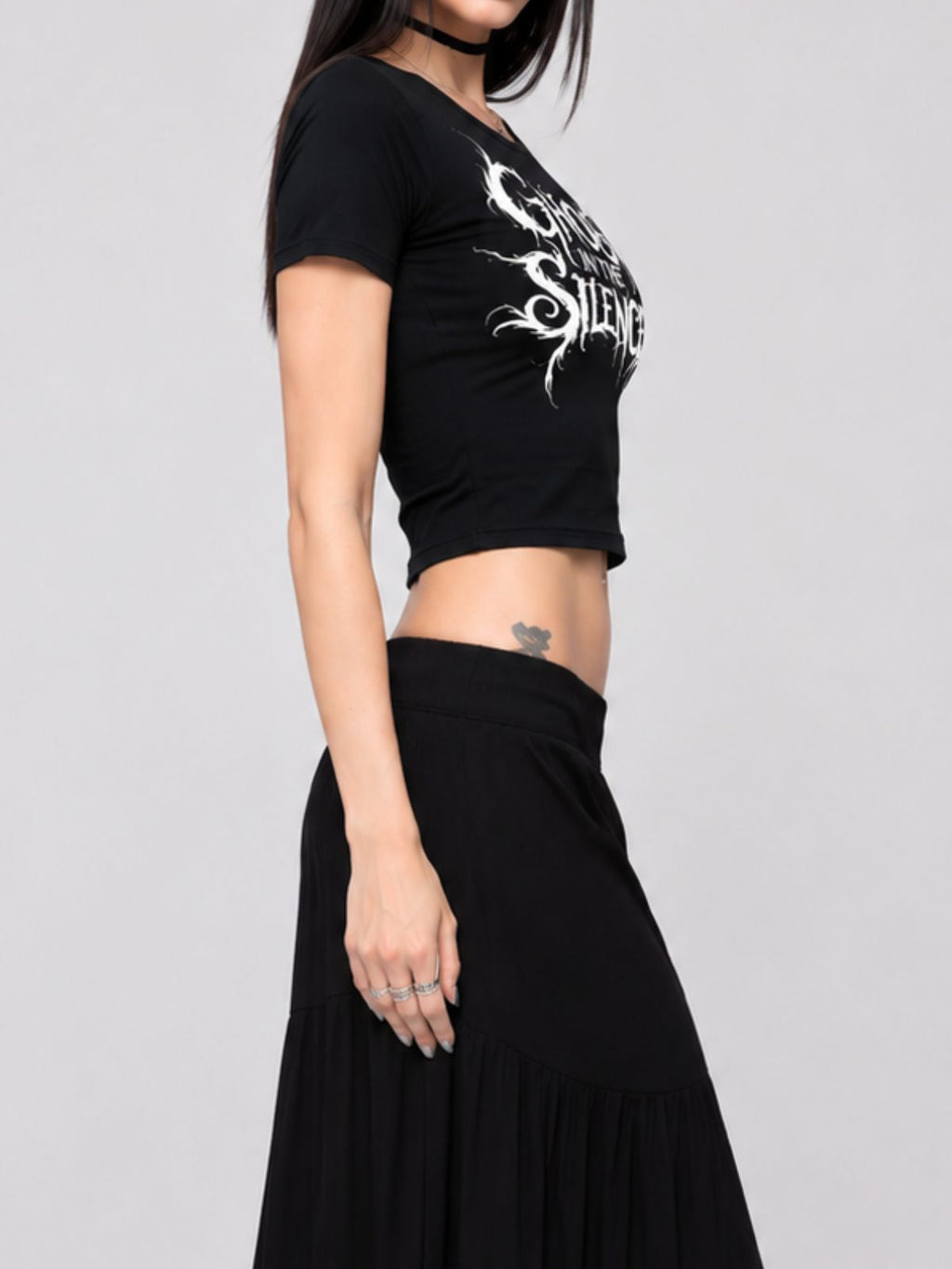 Dark Gothic Artistic Letter Print Casual Short-Sleeve T-Shirt