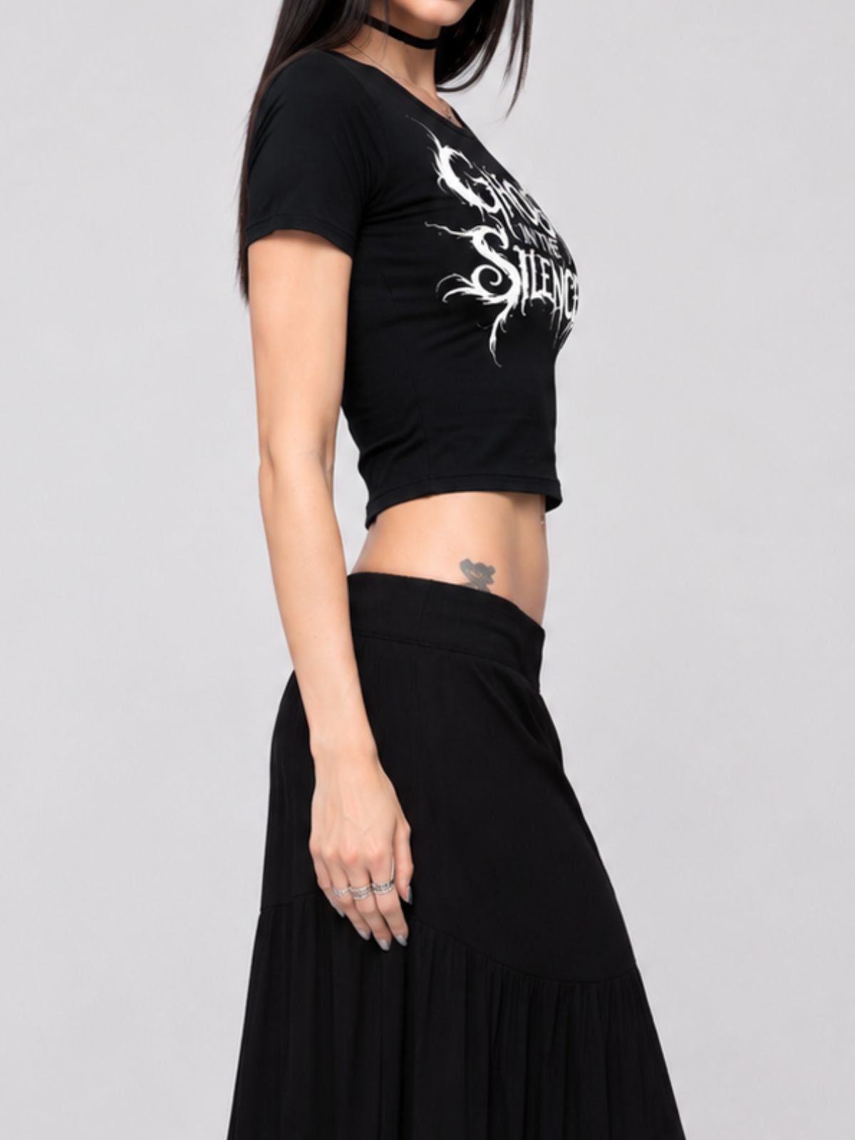 Dark Gothic Artistic Letter Print Casual Short-Sleeve T-Shirt