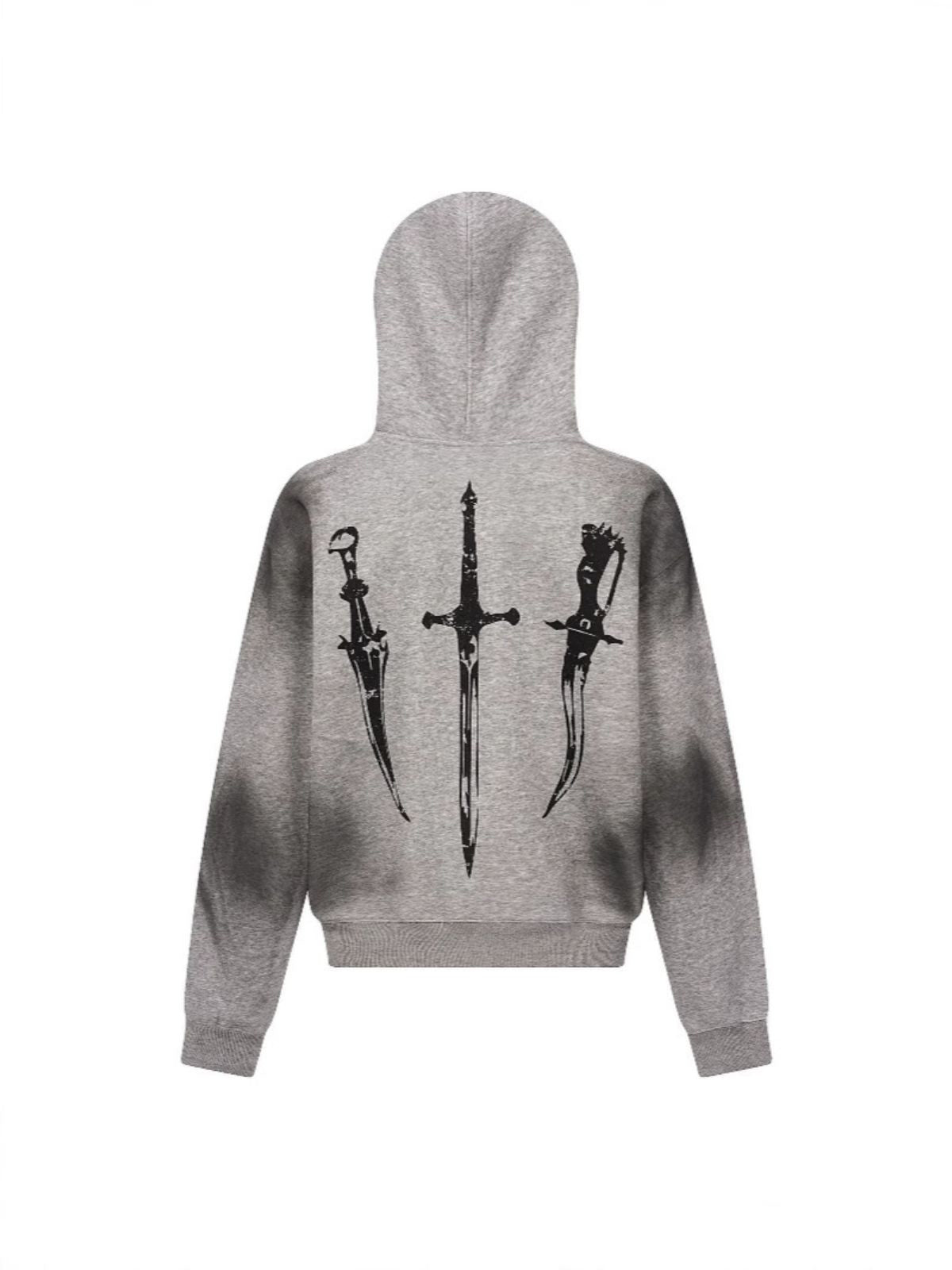 Vintage-Inspired Distressed Hooded Sweatshirt Outerwear