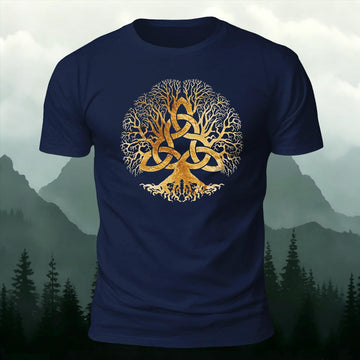 Golden Tree Of Life Totem Printed Short Sleeve T-Shirt