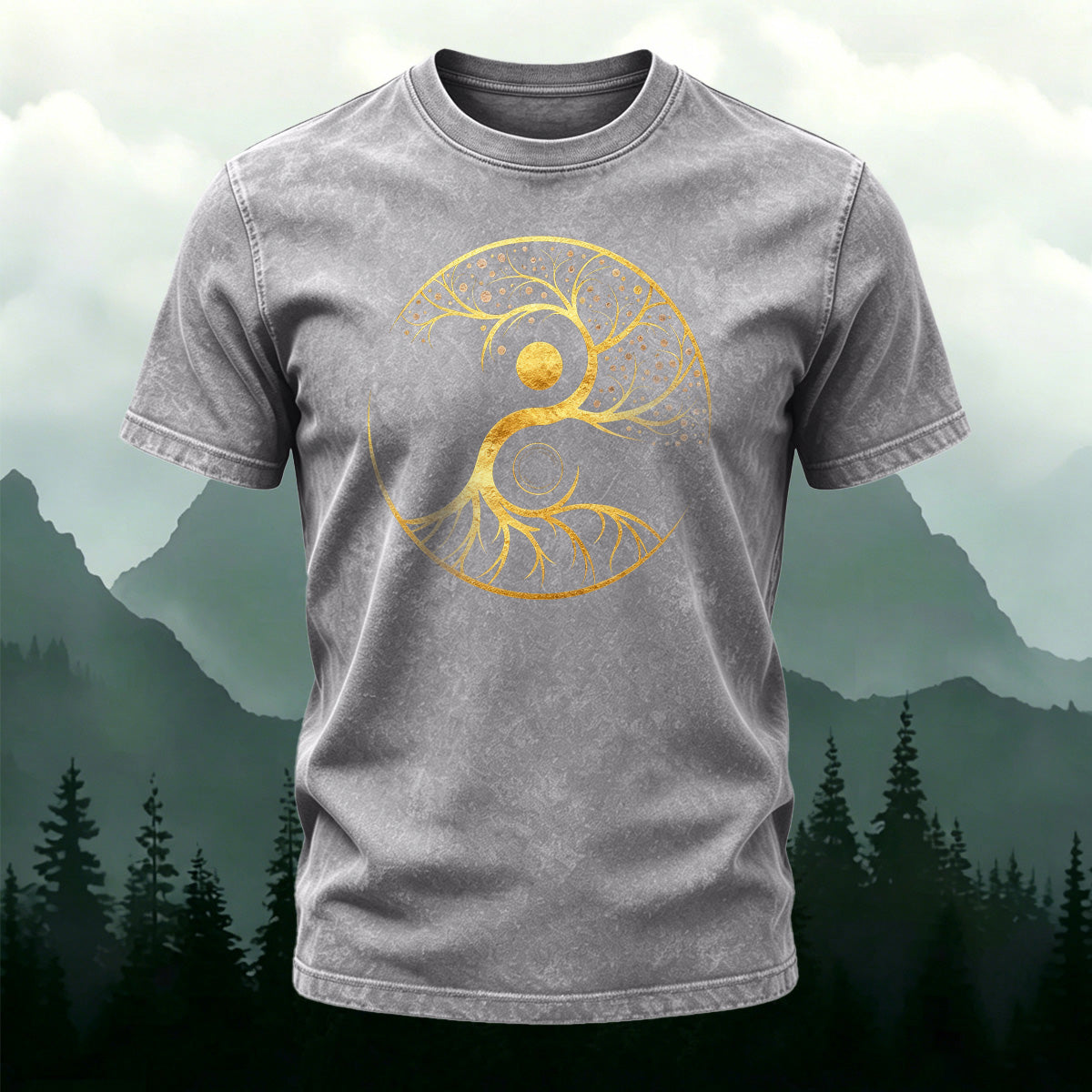Tree Pattern Print Ultra-soft Fabric Casual T-Shirt