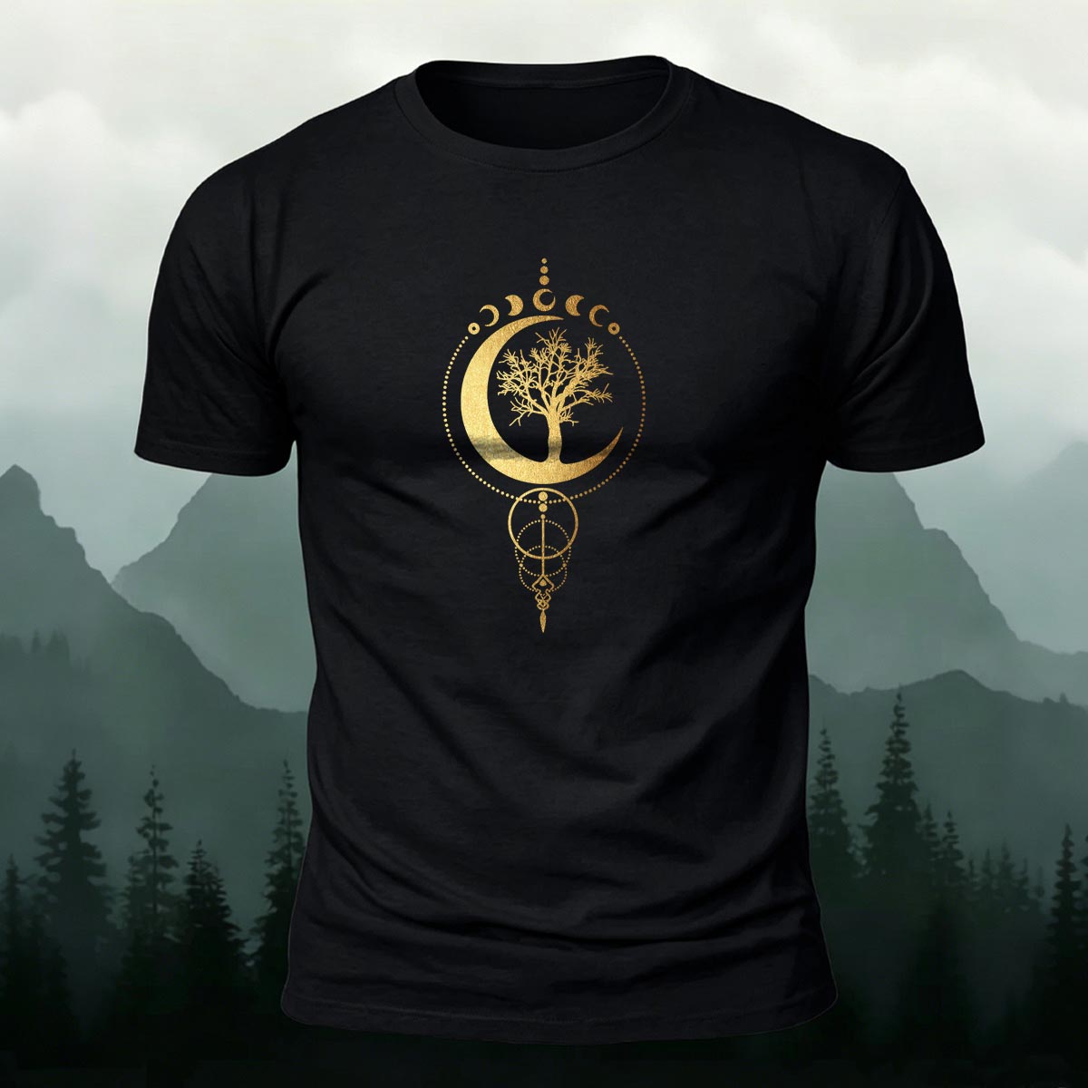 Forest Moon Art Print Casual Cotton T-Shirt