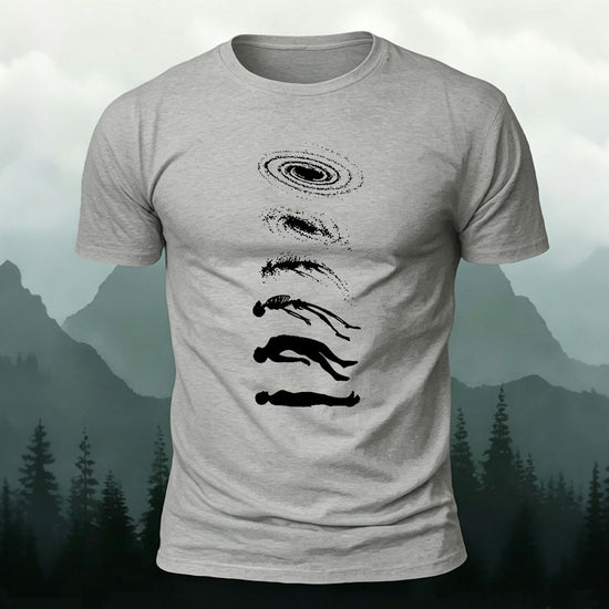 Artistic Pattern Mountain-style Casual Skin-friendly T-shirt Grey