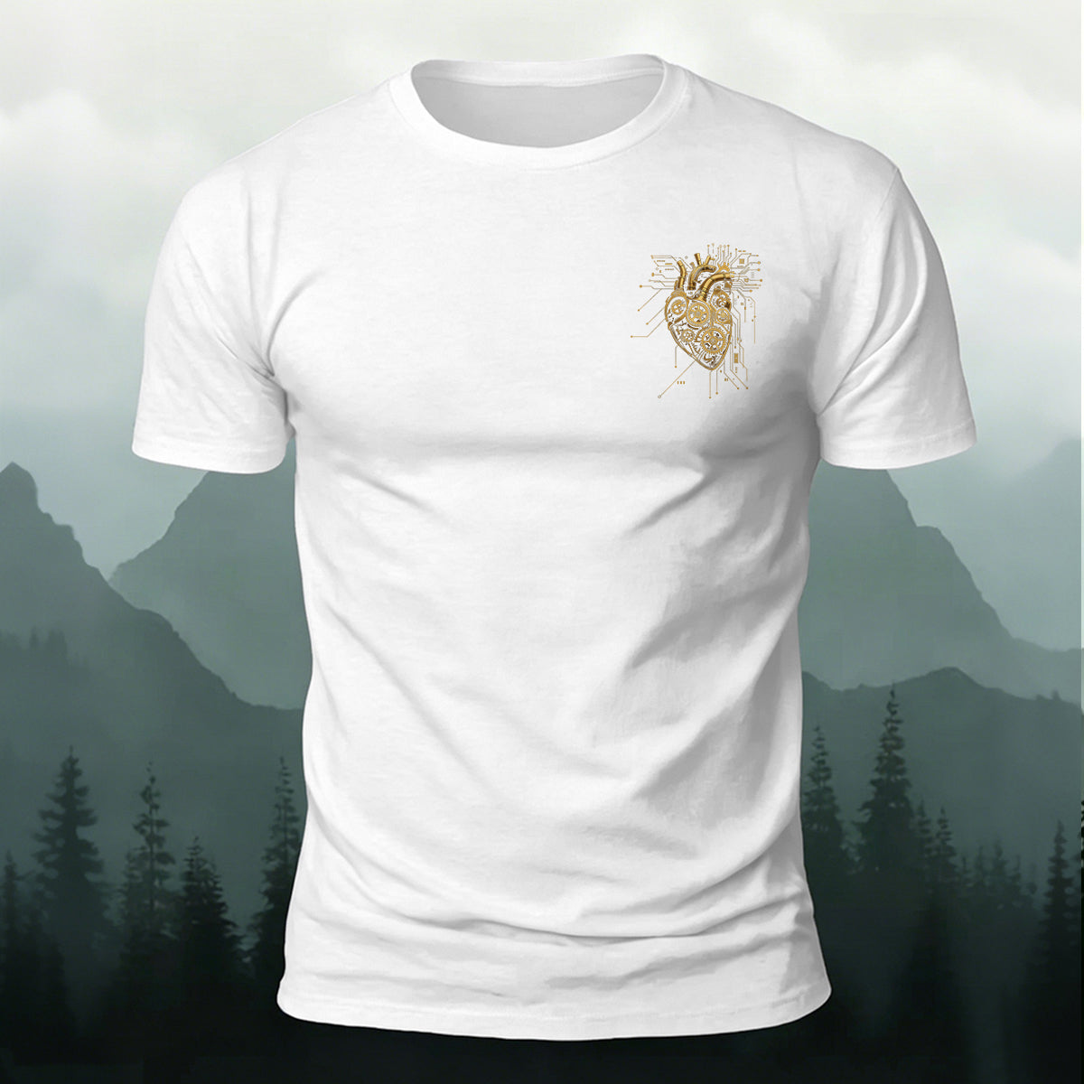 Mechanical Heart Premium Cotton fashionable T-Shirt White