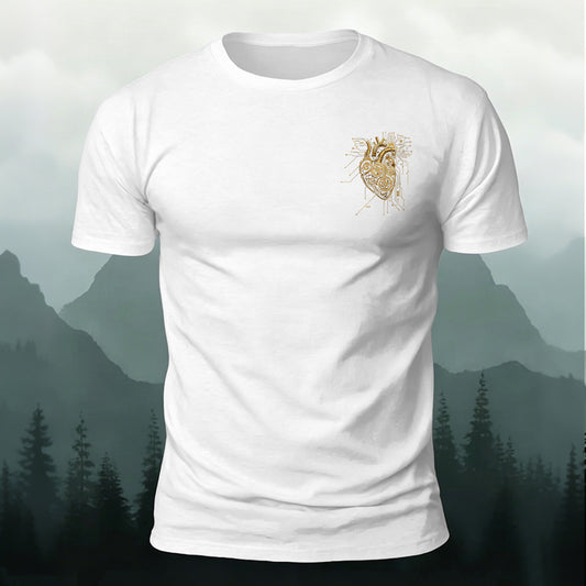 Mechanical Heart Premium Cotton fashionable T-Shirt White