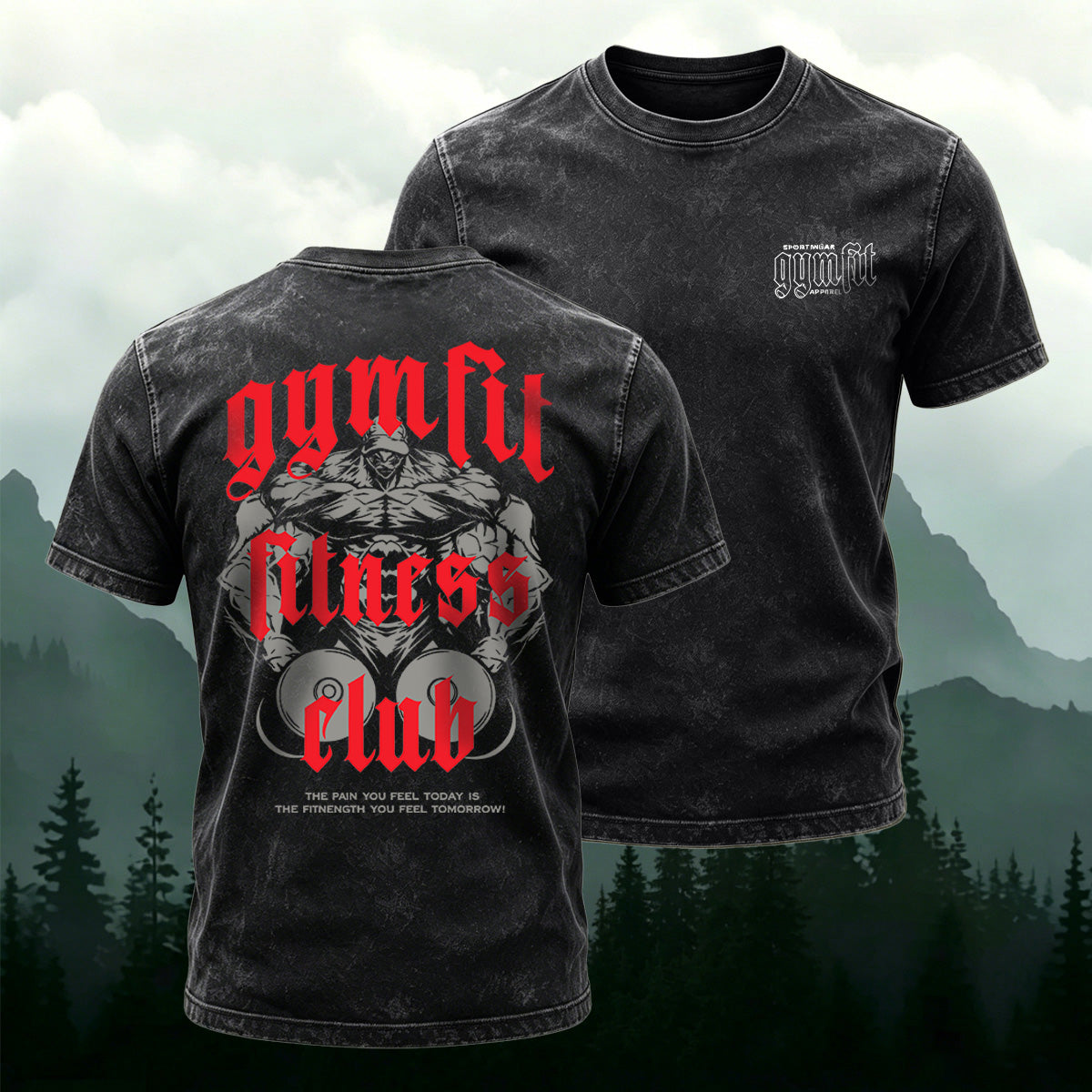 Fitness Club Retro Casual Washed Cotton T-Shirt