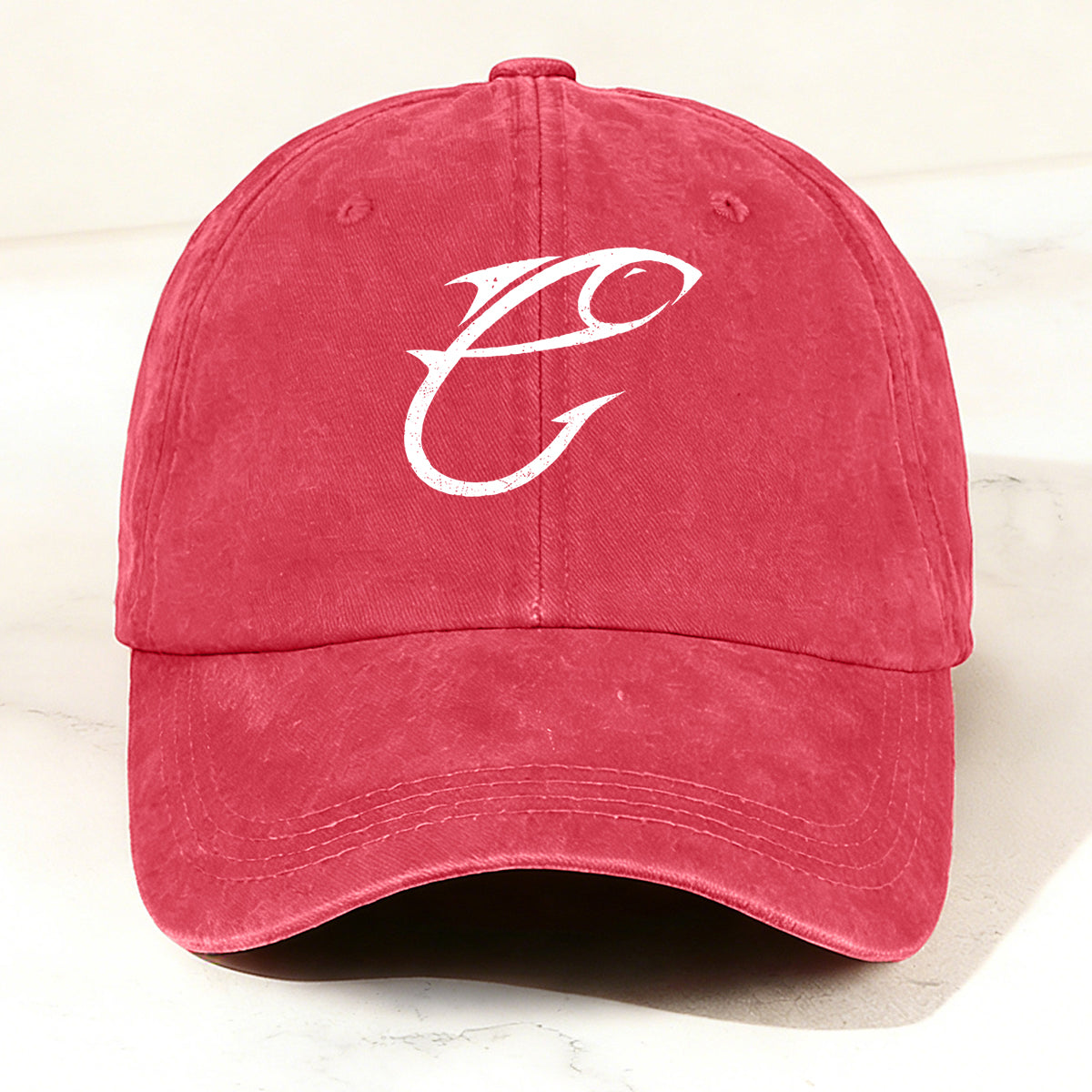 Minimalist and Creative Fishing-Themed Casual Washed Duck Bill Cap