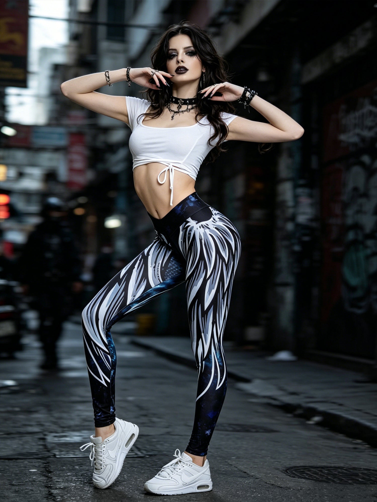 Wing Print High-Waist Slim Fit Butt-Lifting Yoga Pants