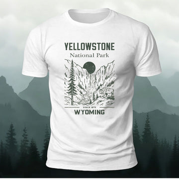 Valley Scenery Pattern Casual Premium Cotton T-Shirt White