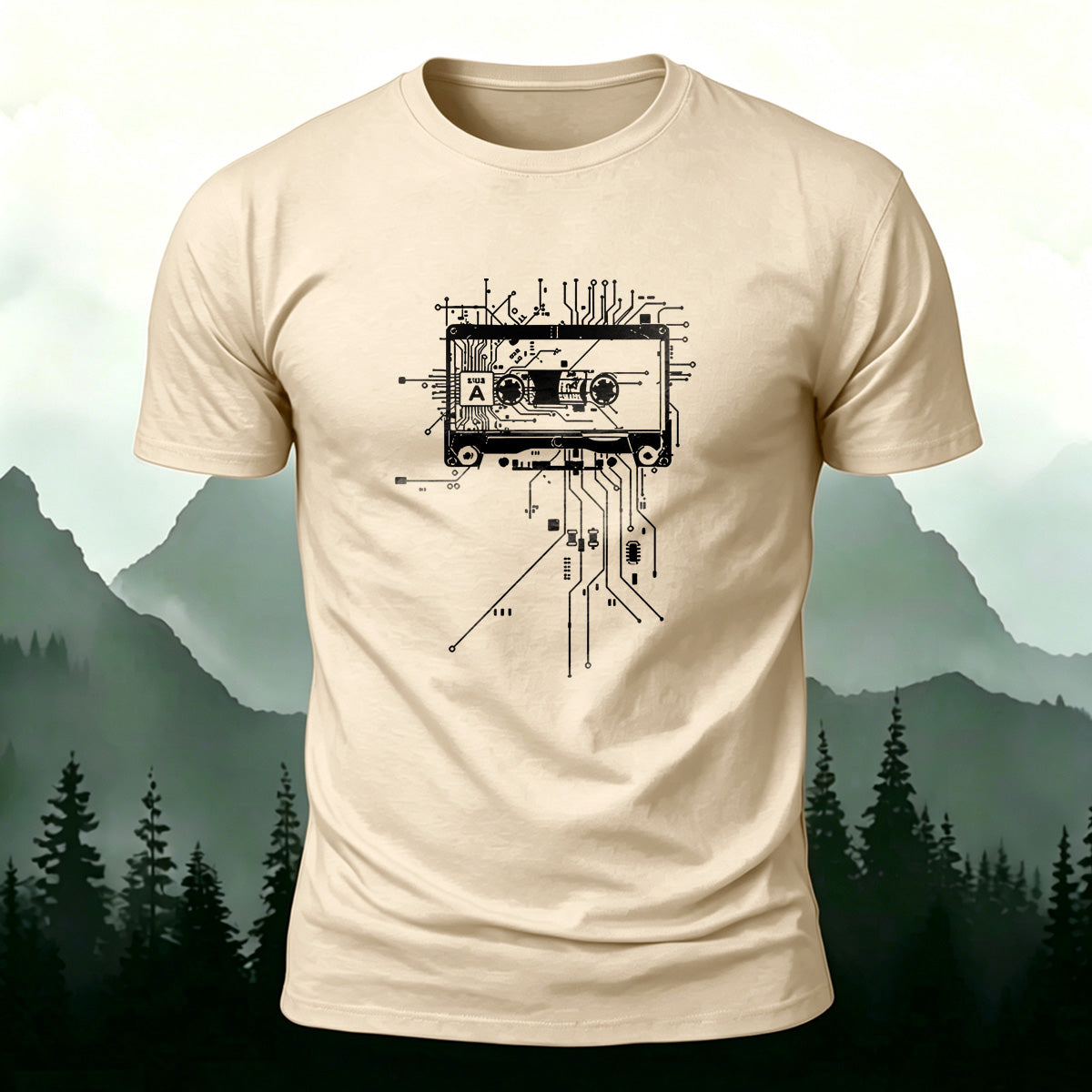 Minimalist Equipment Wiring Print Premium Cotton T-Shirt