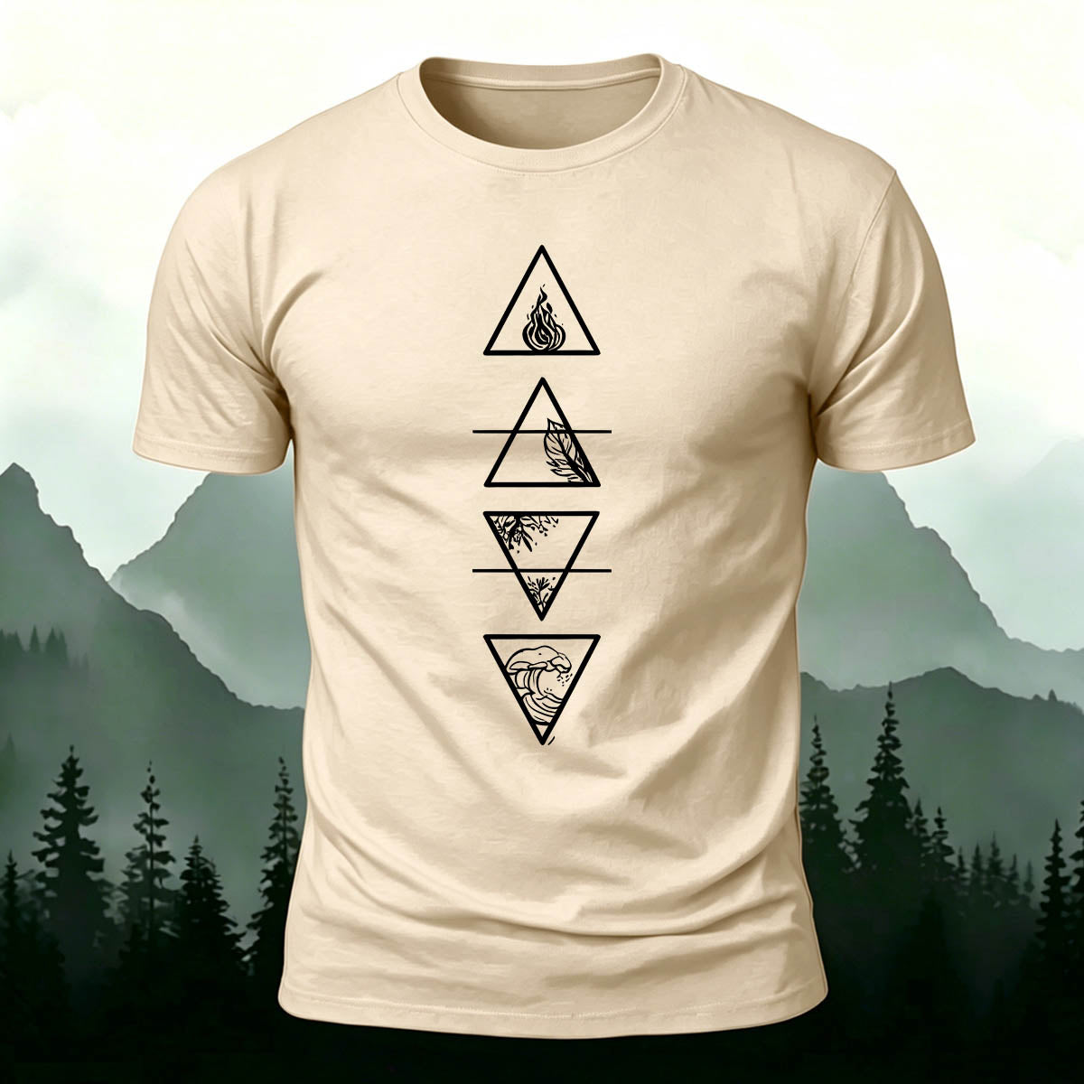 Triangle Print Classic Casual 100% Cotton T-Shirt