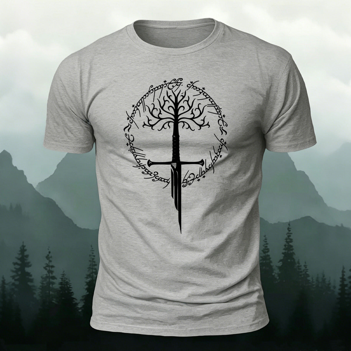 Artistic Pattern Minimalist Premium Cotton T-Shirt Grey