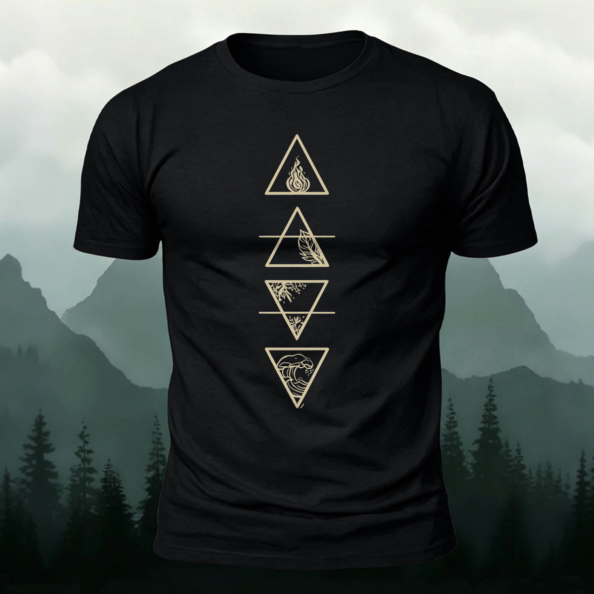 Triangle Print Classic Casual 100% Cotton T-Shirt
