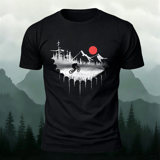 Cycling Print Natural Comfort Premium Cotton T-Shirt Black