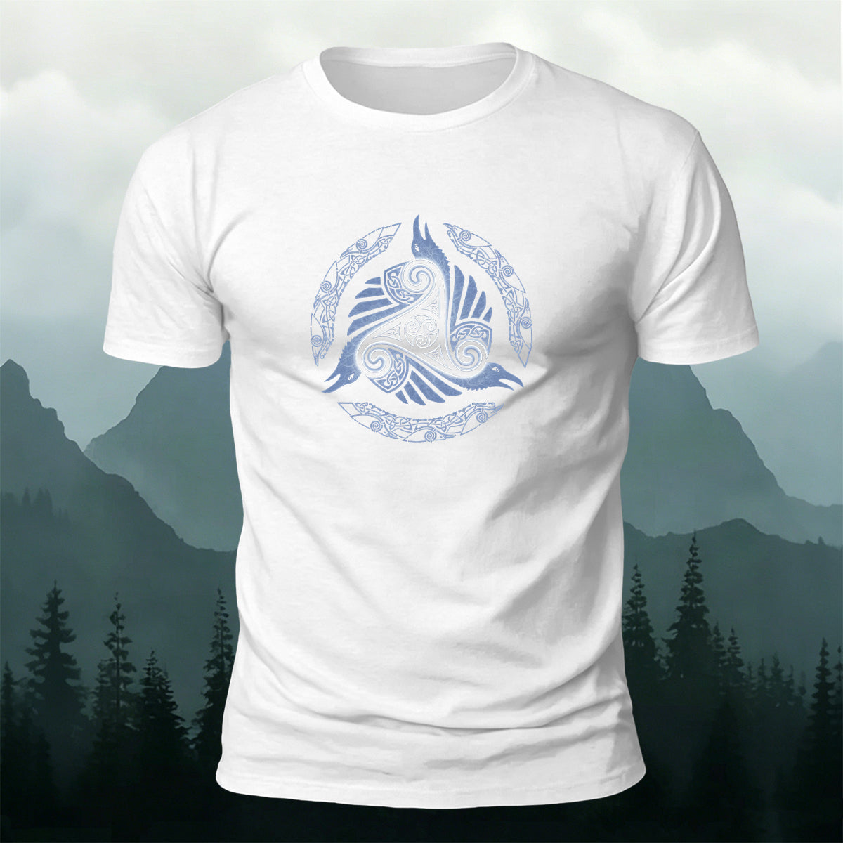 Viking Totem Print Casual Cotton T-Shirt